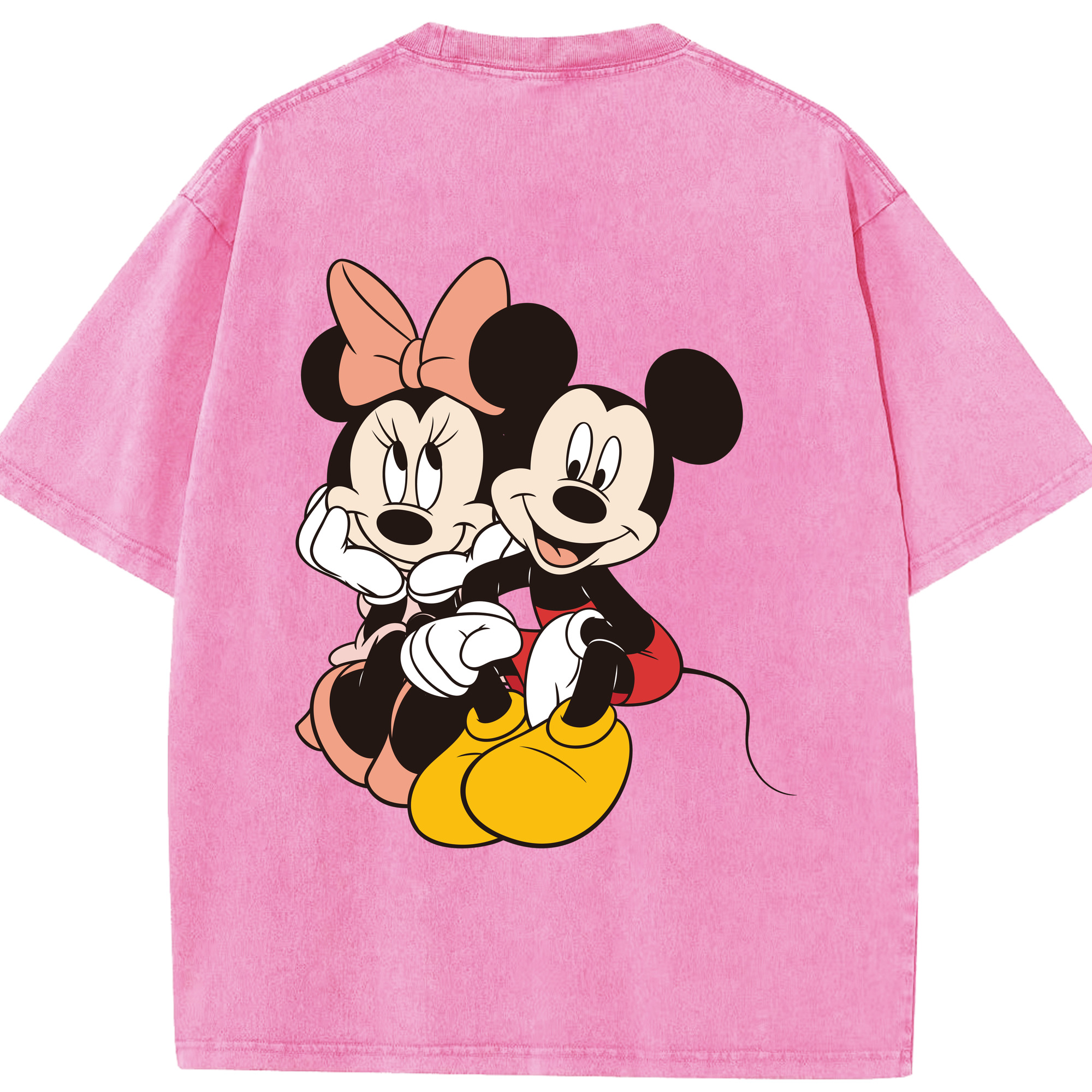 （画像用） ミッキーマウス Mickey Mouse 綿100% ヴィンテージ風 半袖Tシャツ（背面プリント）